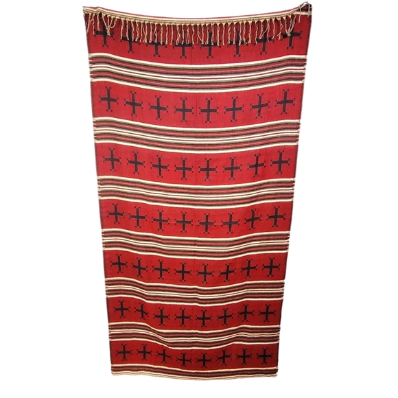 Oversized Vintage Wool Feel Serape Style Soth Wesern Vibes Wrap Scarf - Picture 1 of 9